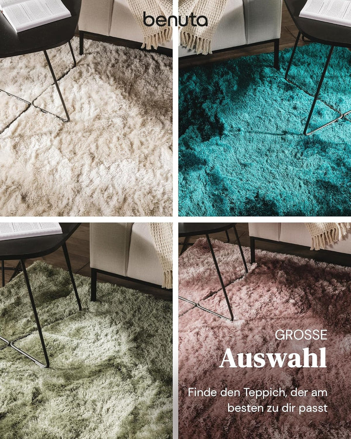 benuta Nest Hochflorteppich Whisper - Hellbraun 120x170 cm - Kuschelig Weicher Teppich für Schlaf- u