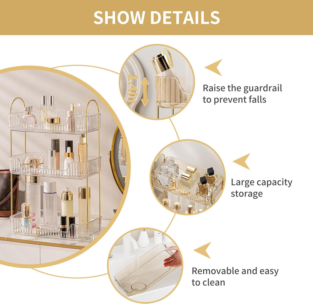 LEIKOSUP Makeup Organizer, Kosmetik Organizer 3 Ebenen, Cosmetics Beauty Organizer, Skincare Organiz
