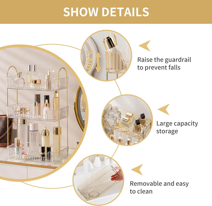 LEIKOSUP Makeup Organizer, Kosmetik Organizer 3 Ebenen, Cosmetics Beauty Organizer, Skincare Organiz