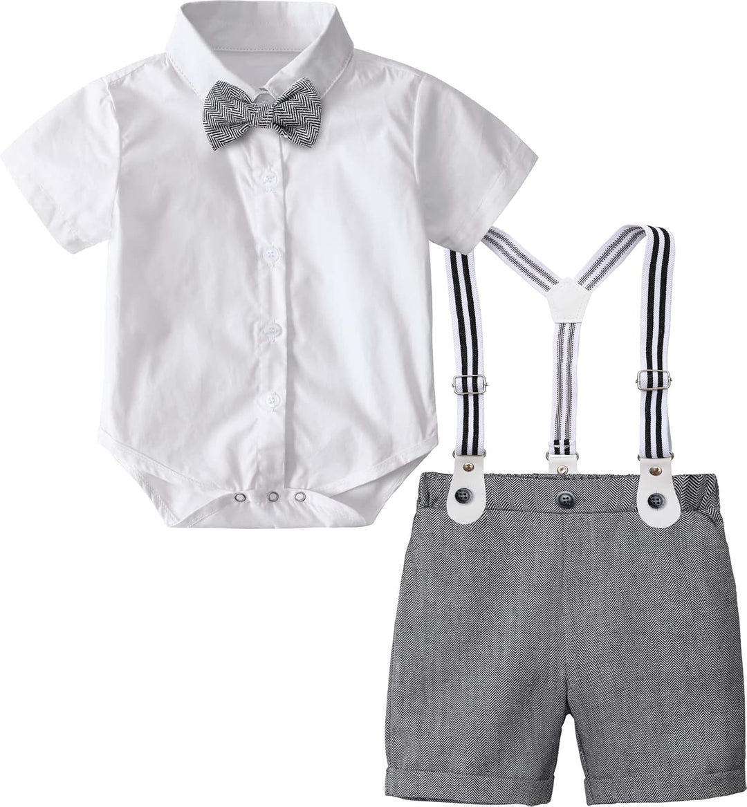 mintgreen Baby Junge Anzüge 2PCS Ostern Outfit Gentleman Hemd Hosen Satz mit Fliege Hosenträger 3-18