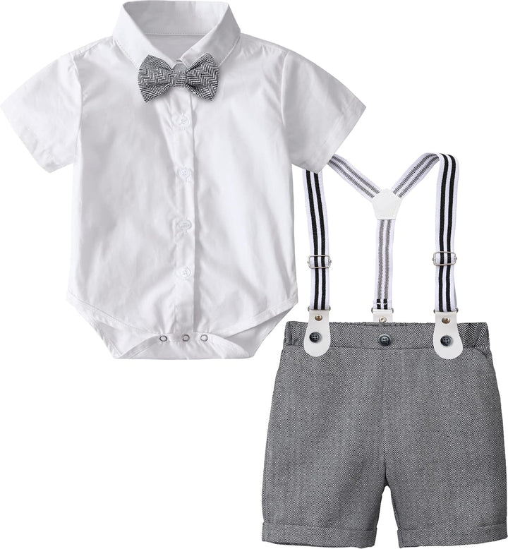 mintgreen Baby Junge Anzüge 2PCS Ostern Outfit Gentleman Hemd Hosen Satz mit Fliege Hosenträger 3-18