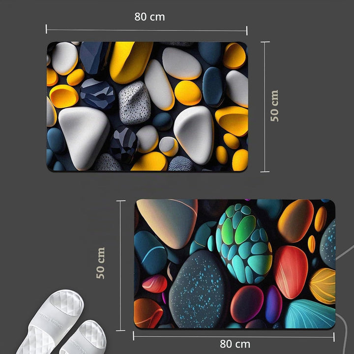 Olnamaro® Badematte Stein(3D-Muster) Badematte Rutschfester Badezimmerteppich Absorbierender Badtepp