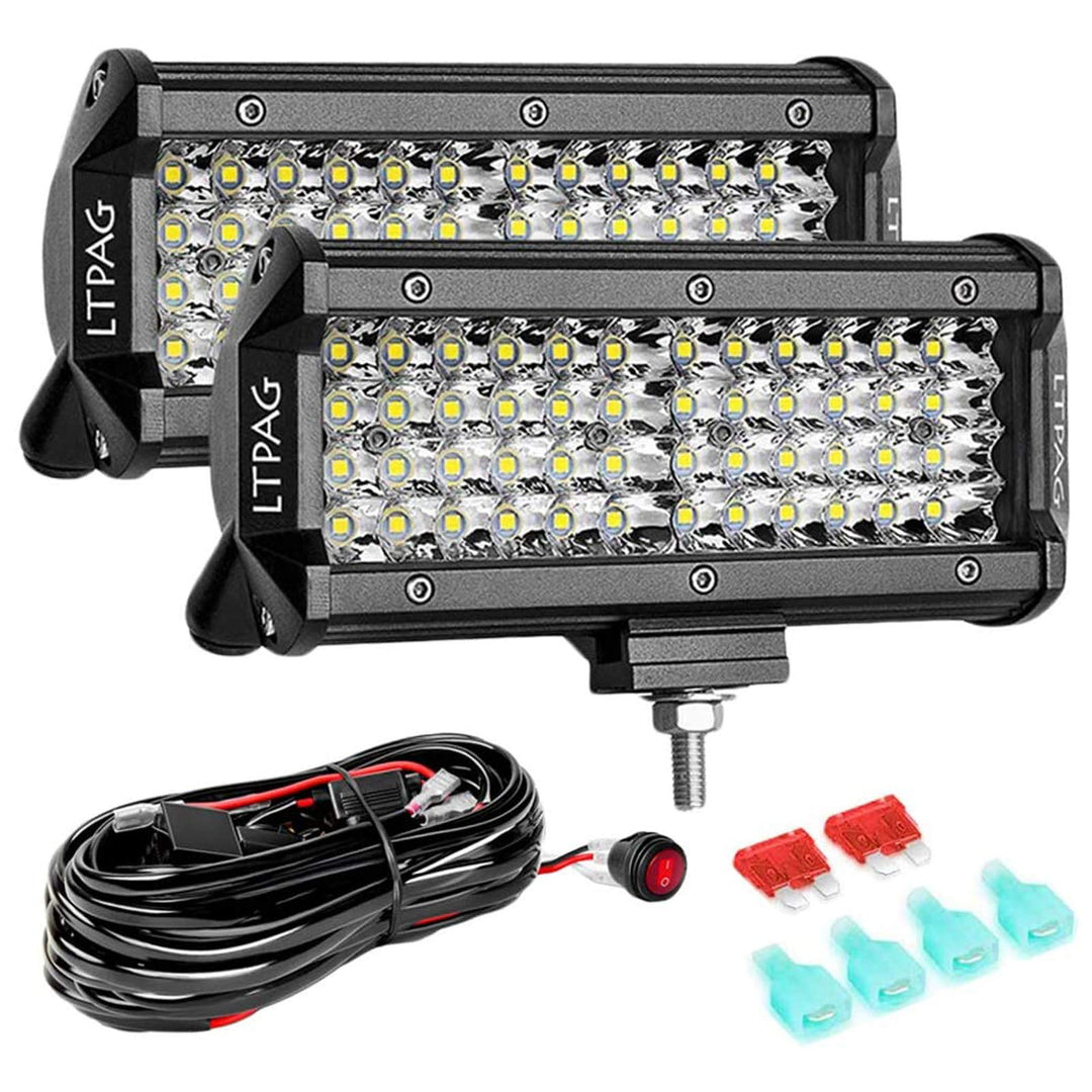 LTPAG 2 x 288W Scheinwerfer LED Zusatzscheinwerfer, 7" 28800LM Arbeitsscheinwerfer Auto 12V 24V LED