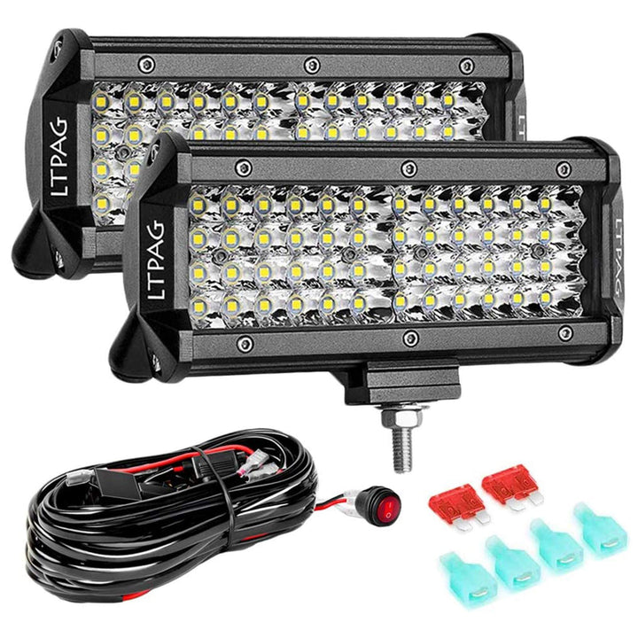 LTPAG 2 x 288W Scheinwerfer LED Zusatzscheinwerfer, 7" 28800LM Arbeitsscheinwerfer Auto 12V 24V LED