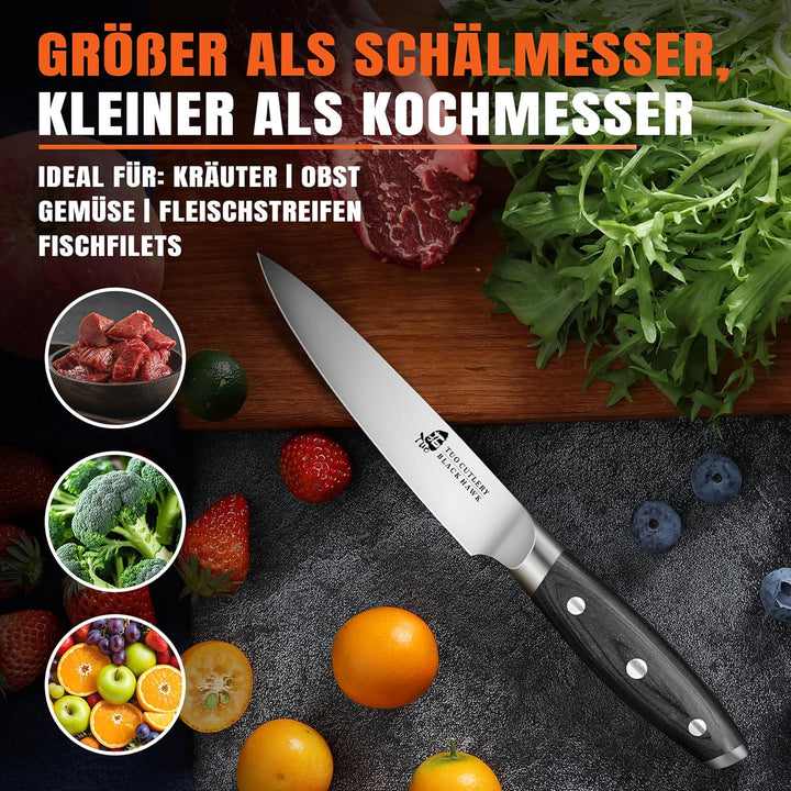 TUO Küche Allzweckmesser Küchenmesser Klein 13cm Kochmesser Universalmesser Deutscher Edelstahl Küch