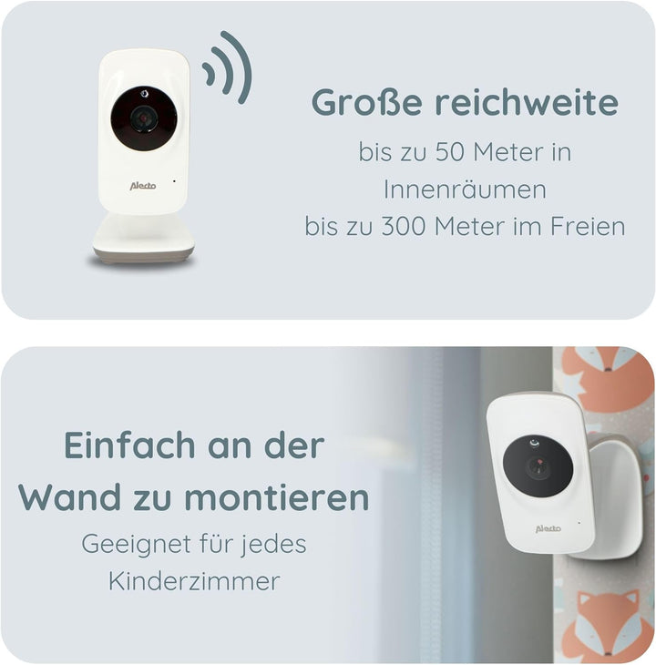 Alecto DVM-71 Babyphone mit Kamera - Grosse Reichweite (bis zu 50 m im Innenbereich - bis zu 300 m i