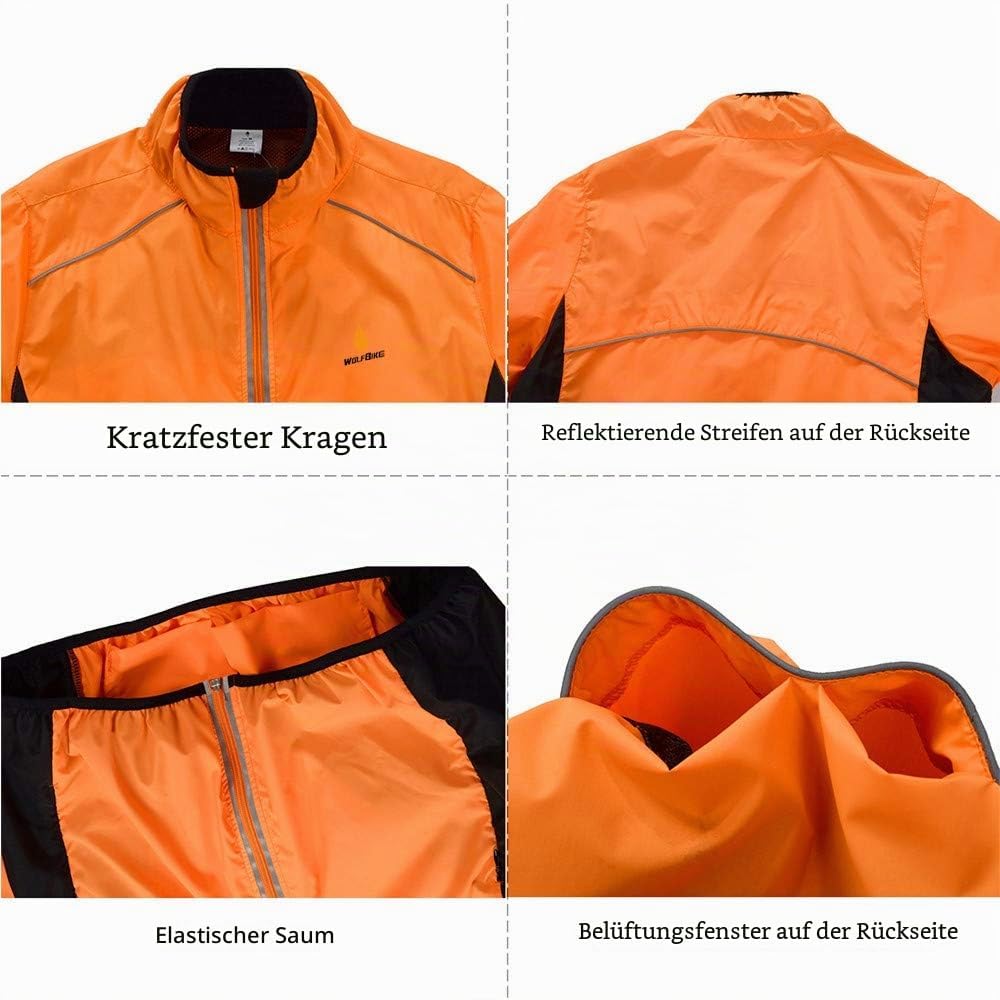 WOSAWE Herren-Fahrradjacke Winddichte wasserdichte MTB Mountainbike Jacket Für Radfahren, Joggen &amp; W