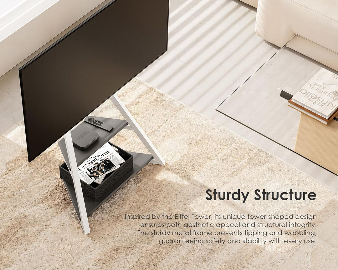 FITUEYES Design TV Ständer Rollbar, Mobiler TV Stand mit Rollen für 32 40 43 55 65 Zoll Flach & Curv