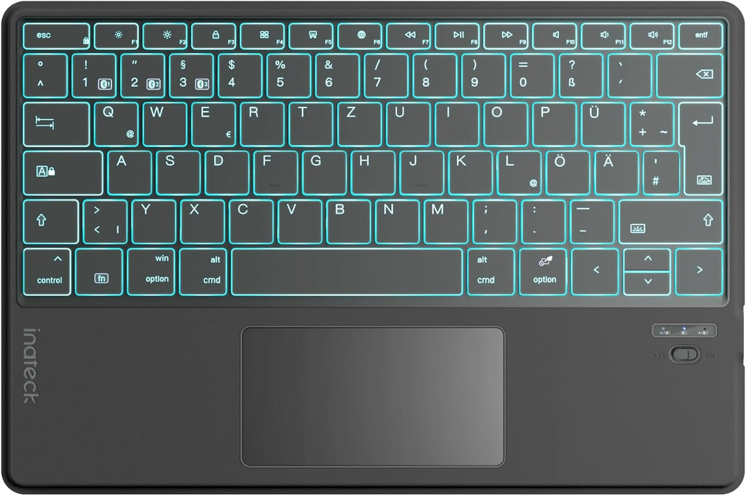 Inateck Bluethooth Tastatur mit Touchpad,Tablet Tastatur Ultra-Slim, mit 3 Bluetooth Kanälen für Win