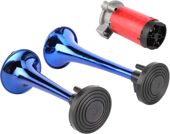 KIMISS 12V 178dB Air Horn Lauter Klang Doppeltrompete mit Luftkompressor für Auto, Motorrad, Boot, L