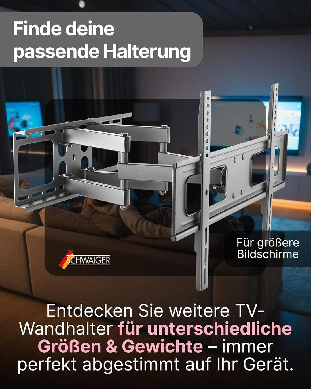 SCHWAIGER 9352 TV-Wandhalterung Fernseher-Halterung Mounting für Displays 13-29 Zoll bis 25kg neigba