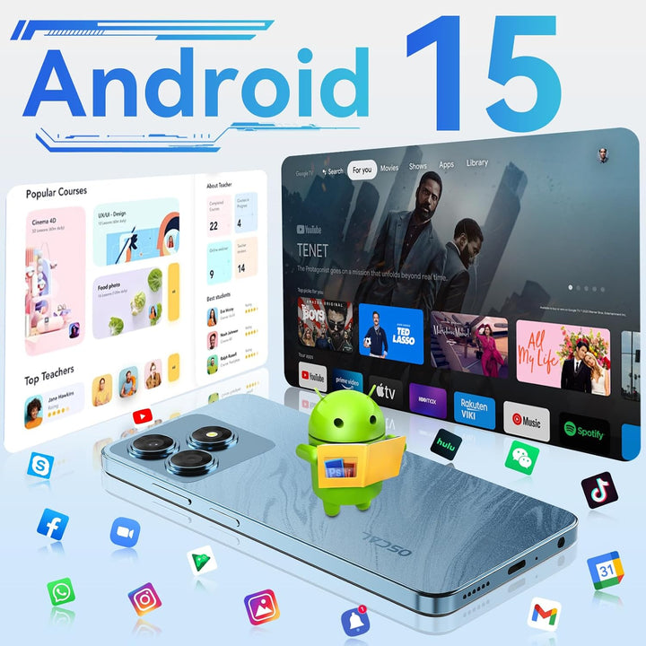 OSCAL Flat 2 Smartphone Ohne Vertrag, Android 15, 12GB+128GB/2TB TF Smartphones, 6.56'' HD+ 90Hz Han
