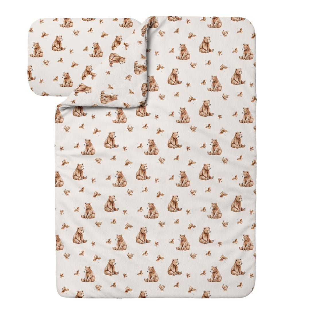 Waldin Baby Kinder Bettwäscheset 100% Bambus, ohne Bezug, Hypoallergen, Decke und Kissen, Bärchen/Be
