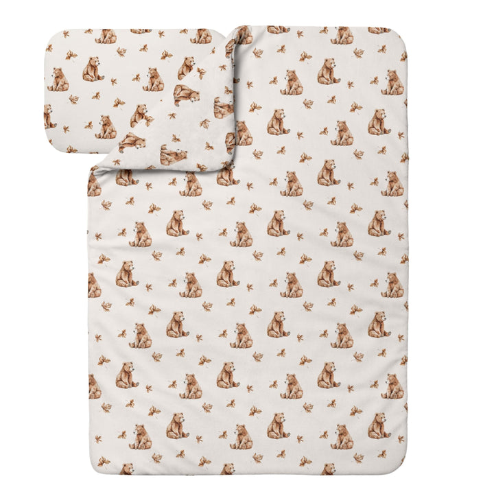 Waldin Baby Kinder Bettwäscheset 100% Bambus, ohne Bezug, Hypoallergen, Decke und Kissen, Bärchen/Be