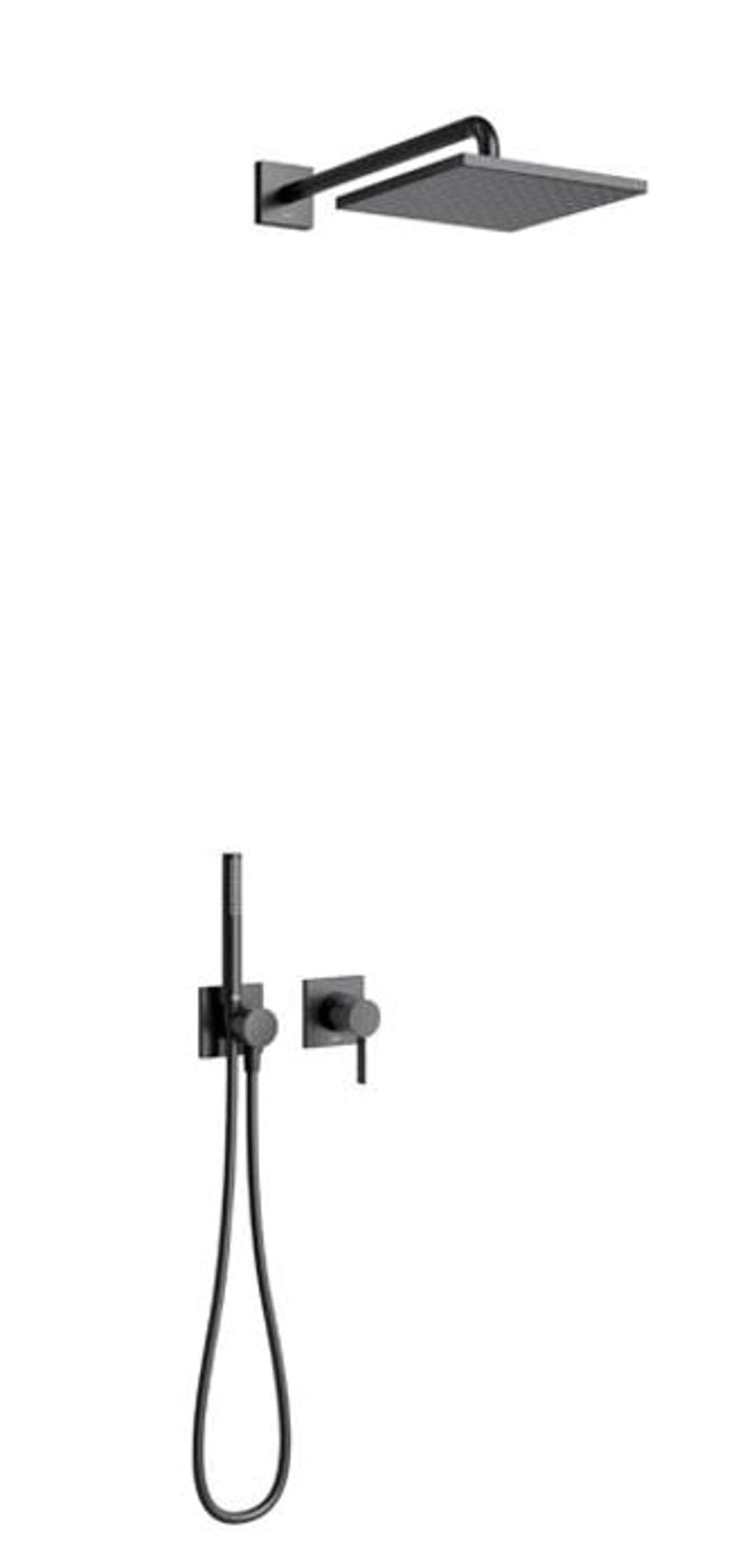 KEUCO IXMO Duschsystem 2 Verbraucher, schwarz, Komplett-Set mit IXMO Einhebelmischer, Kopf- und Hand