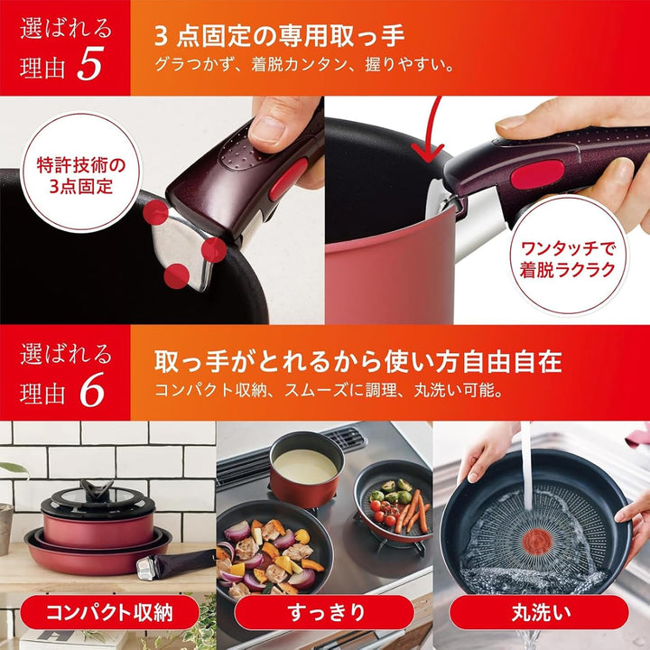 Tefal T-FAL L38377 Ingenio Neo IH Rouge Unlimited Bratpfanne 26 cm Induktionsgeeignet rot Wok 26cm I