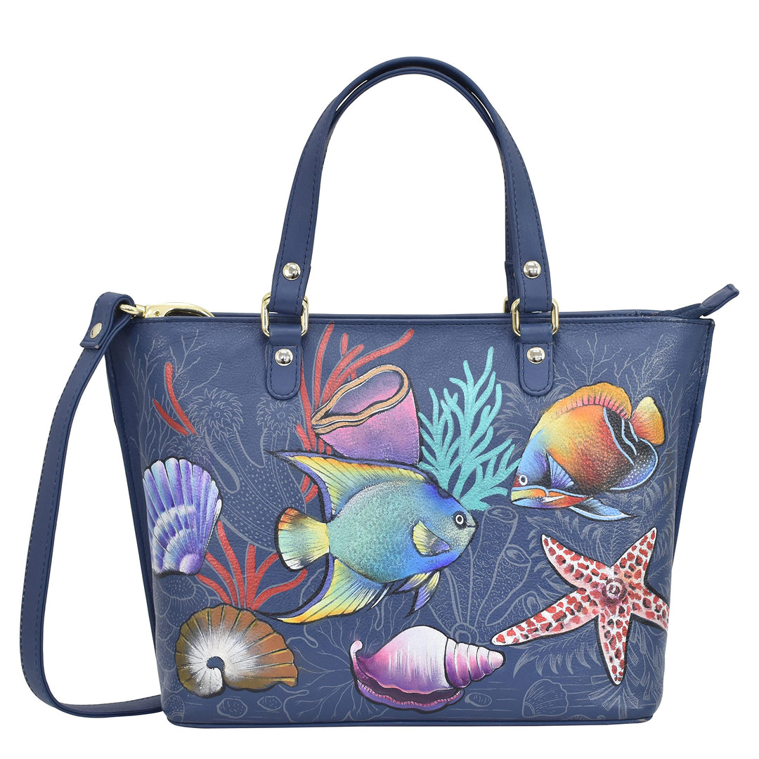 Anuschka Women's Echtleder Medium Tote - Handbemalte Handwerkskunst Mystical Reef, Mystical Reef