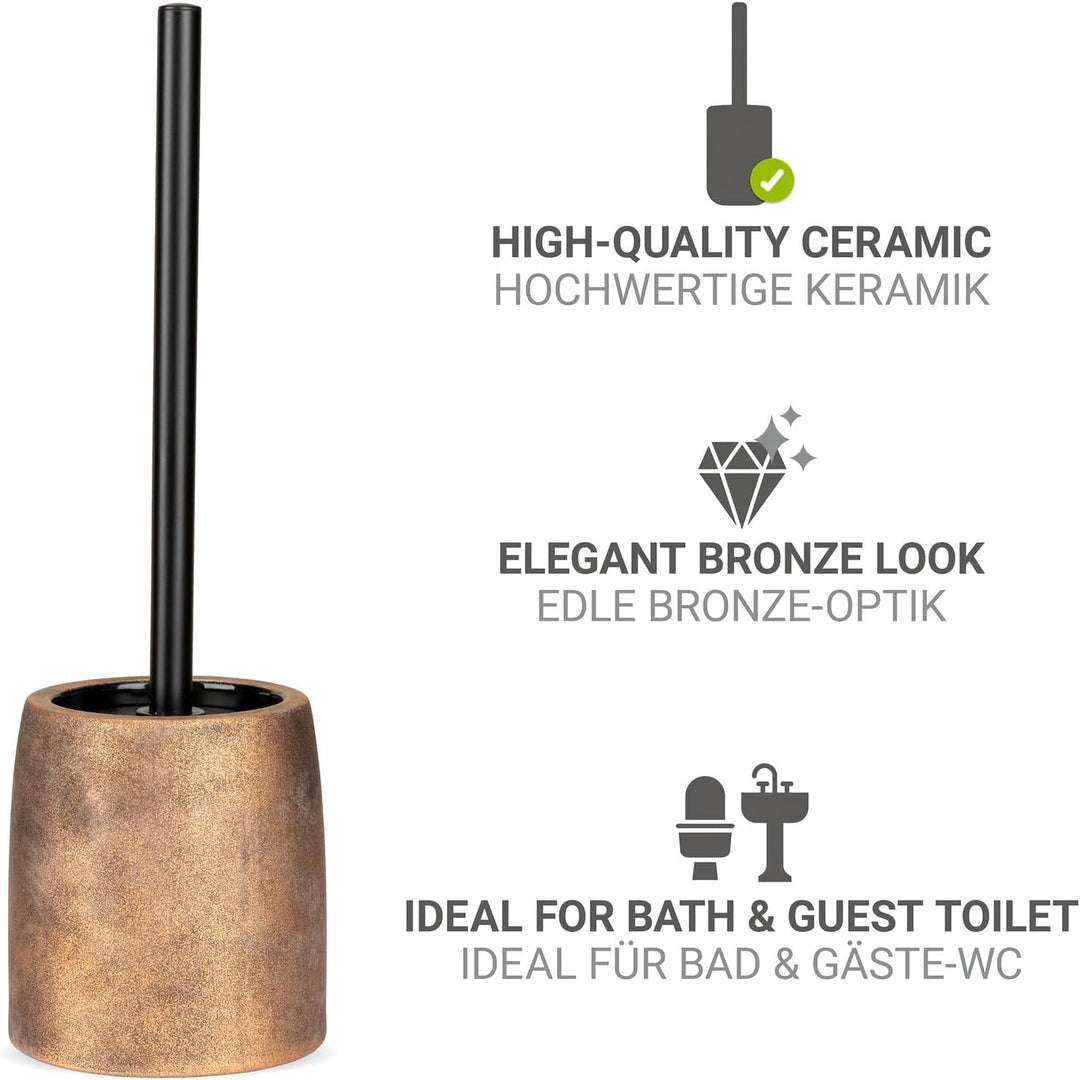 WC-Garnitur Mod. Tremea freistehende Keramik WC-Bürste edles Design Bronze Edelstahl Badezimmer Acce