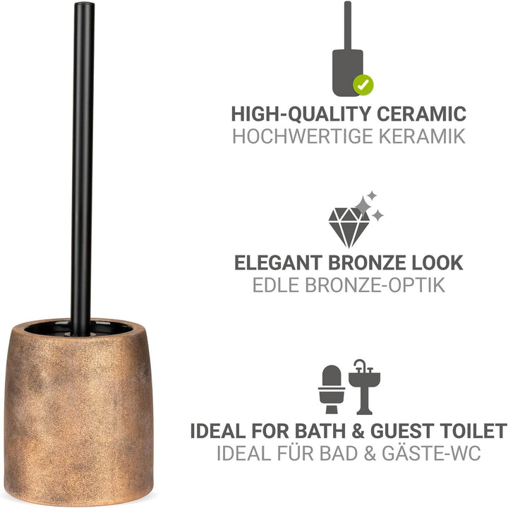 WC-Garnitur Mod. Tremea freistehende Keramik WC-Bürste edles Design Bronze Edelstahl Badezimmer Acce