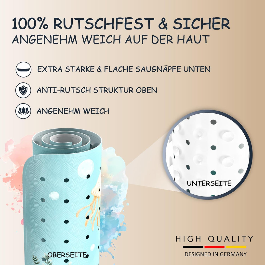 Badewannenmatte Kinder rutschfest [100x40cm] - Antirutschmatte Badewanne BPA frei - Badematte Kinder