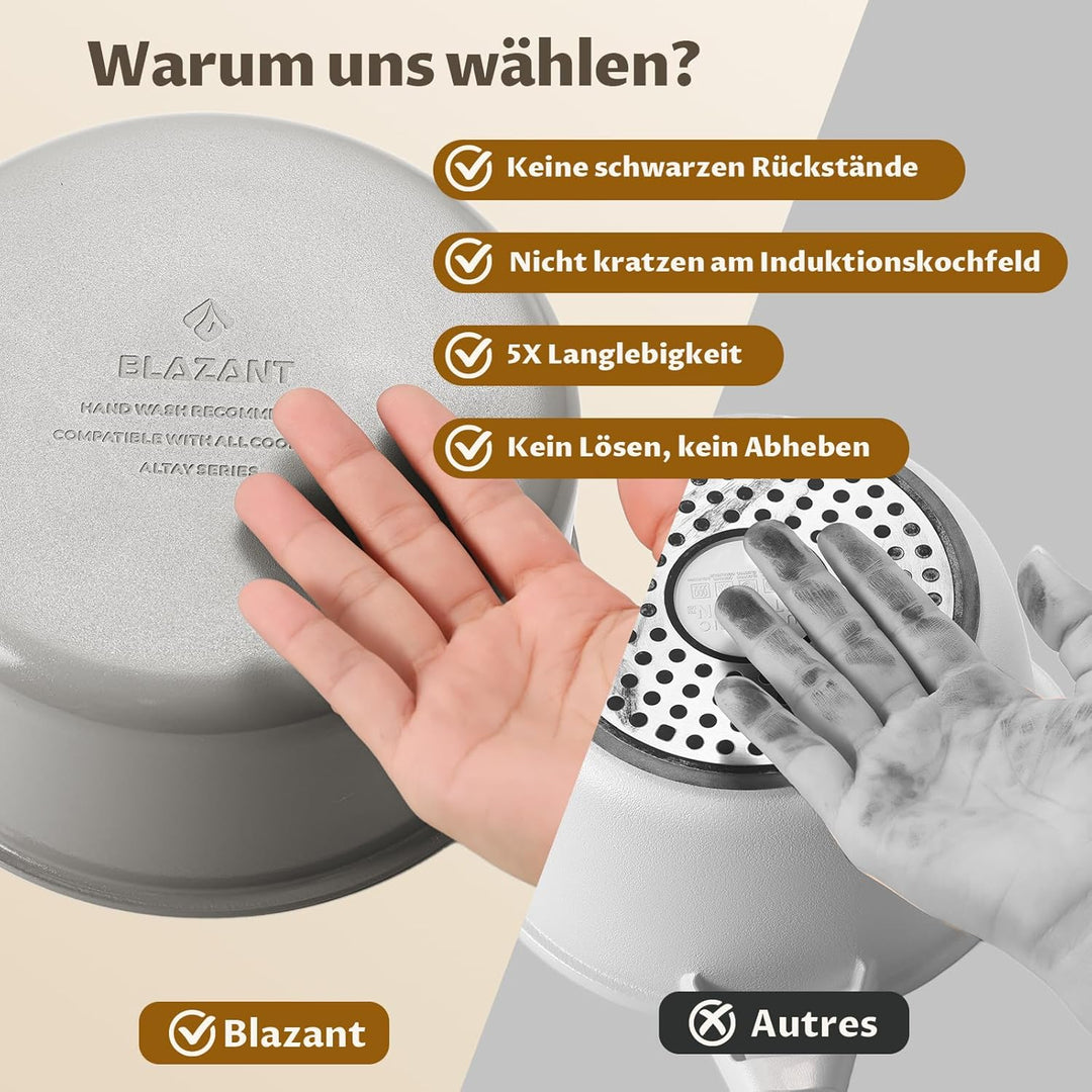Topfset Induktion 6-teilig, Antihaft Keramik Kochtopf Set abnehmbarer griff, Molekular gebondeter In