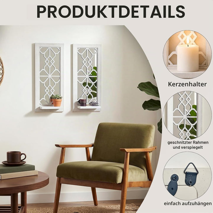 Holz Wandleuchter Kerzenhalter Set 2, Rustikale Wandhalterung Kerzenhalter, Bauernhaus Hängende Wand