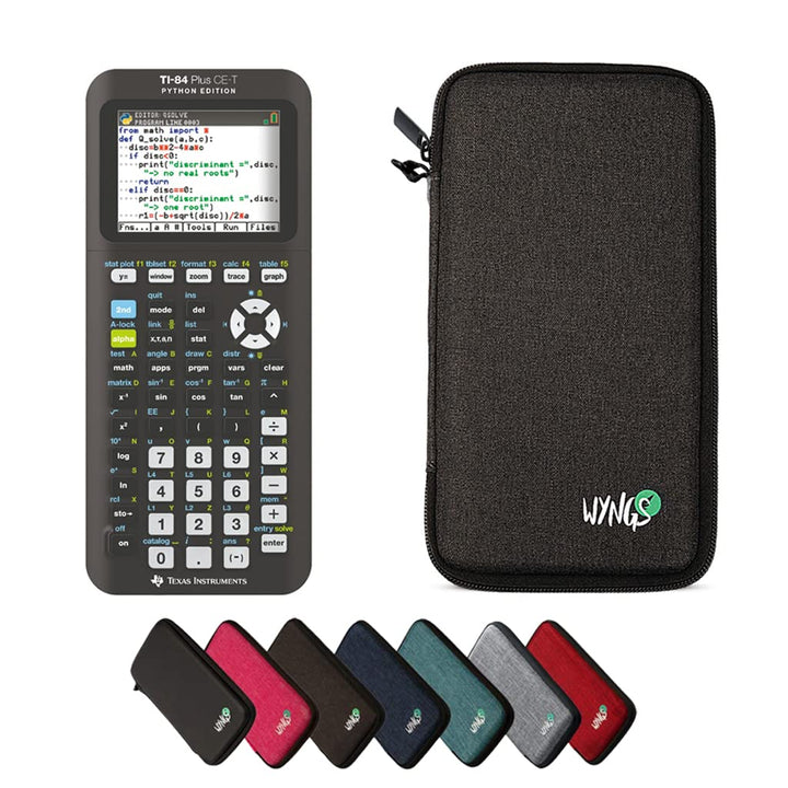 CALCUSO Sparpaket: TI 84 Plus CE-T Python Edition Grafikrechner + WYNGS Schutztasche dunkelgrau + Er