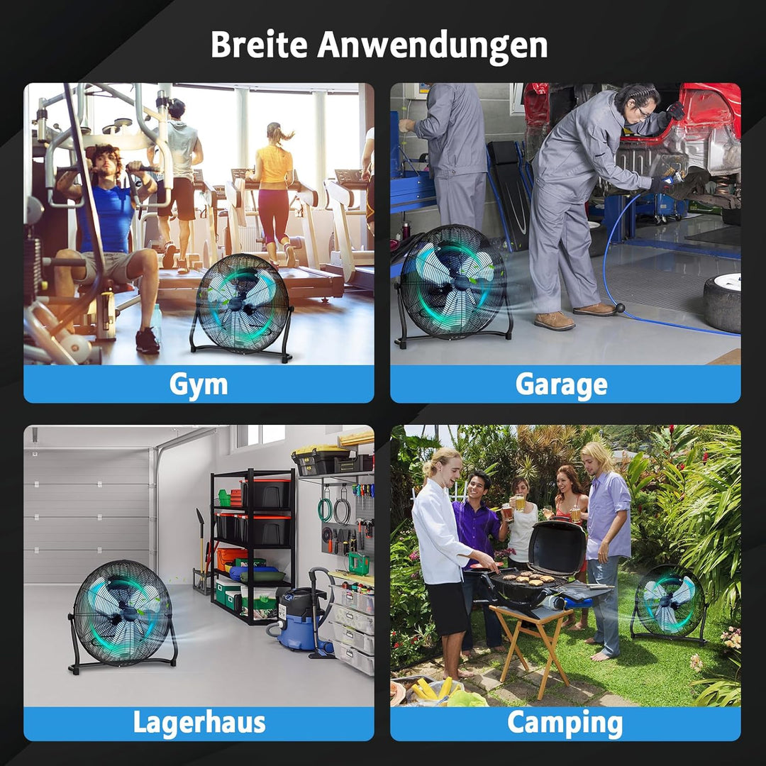 GOPLUS Bodenventilator, Ø 50 cm Standventilator mit 3 Geschwindigkeitsstufen & Handgriff, 145° verst