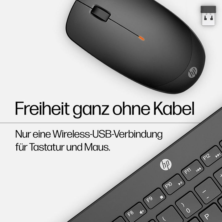 HP 230 Maus und Tastatur (kabellose Maus und Tastatur, USB Dongle, bis zu 16 Monate Akkulaufzeit, QW