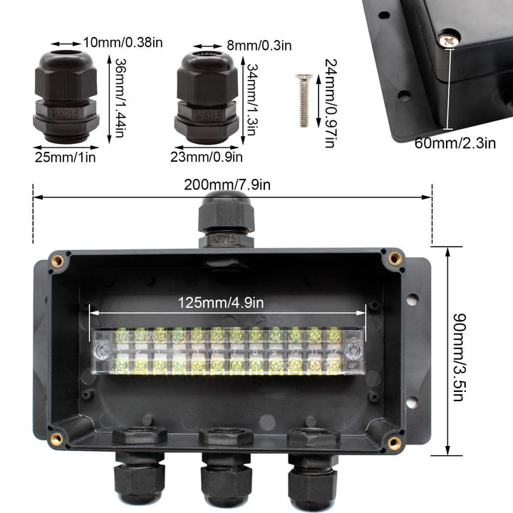IP66 Abzweigdose Wasserdicht, AMONENZ 4 Wege Verteilerdose Aufputz, Schwarz Aussenverteilerdose, mit