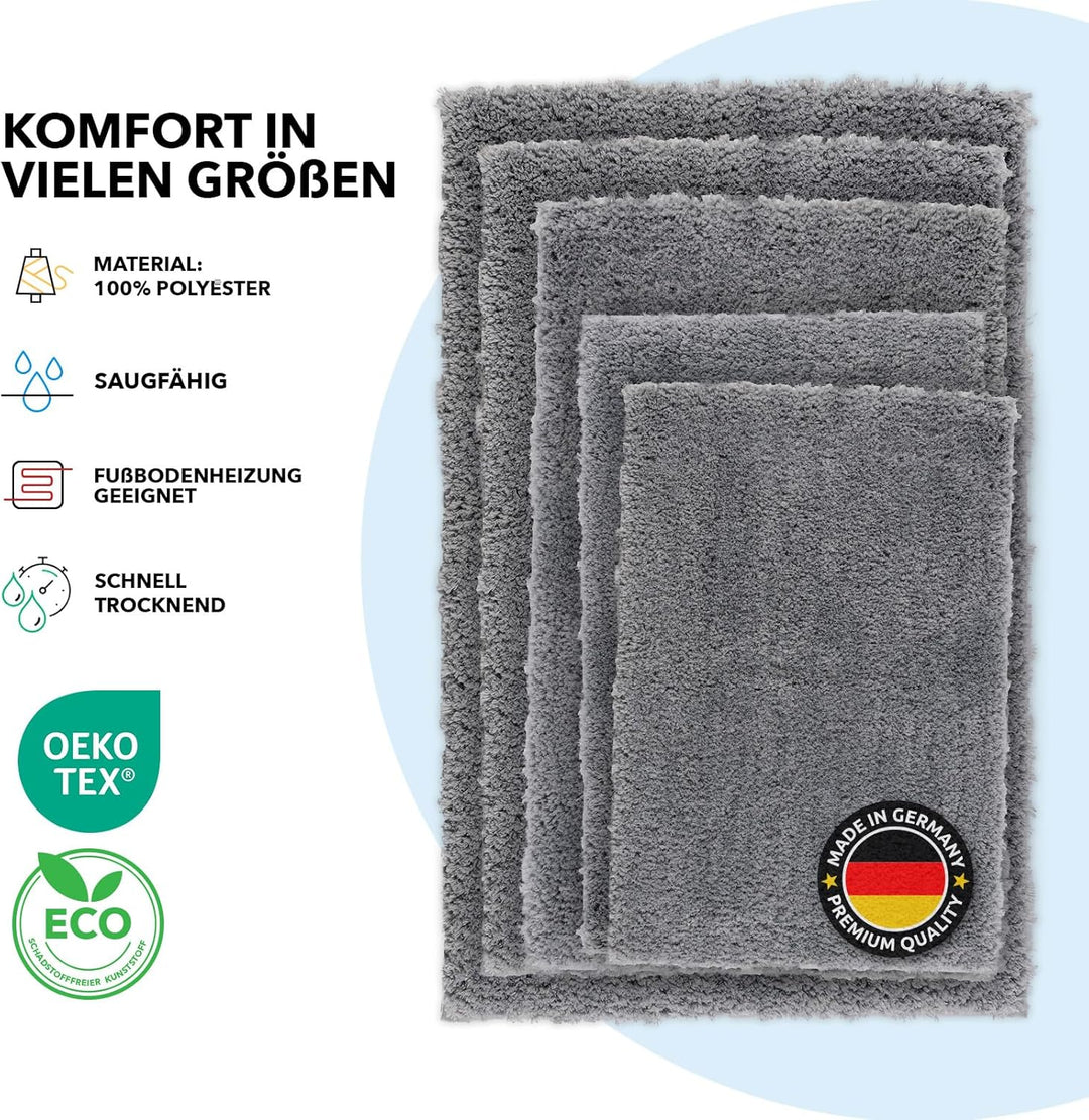 Floordirekt Badematte Sky - Badezimmerteppich - Weicher, dichter Hochflor - Rutschhemmend & Schnell