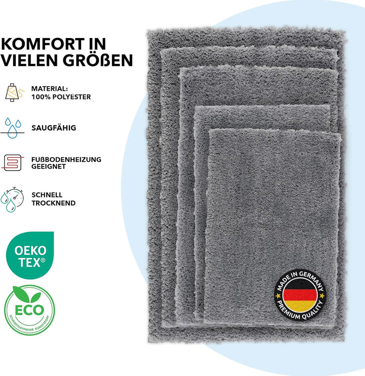 Floordirekt Badematte Sky - Badezimmerteppich - Weicher, dichter Hochflor - Rutschhemmend & Schnell