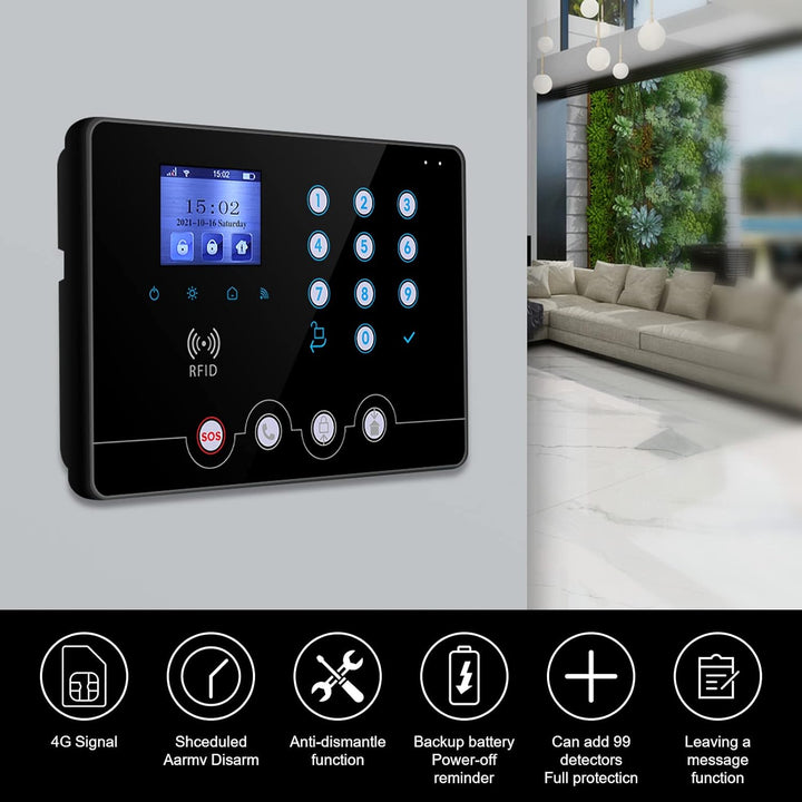 Wolf Guard WiFi 4G kabellose Einbruchmeldeanlagen-Bausätze W4Q-W06, Tuya Smartlife APP, Alarmsystem