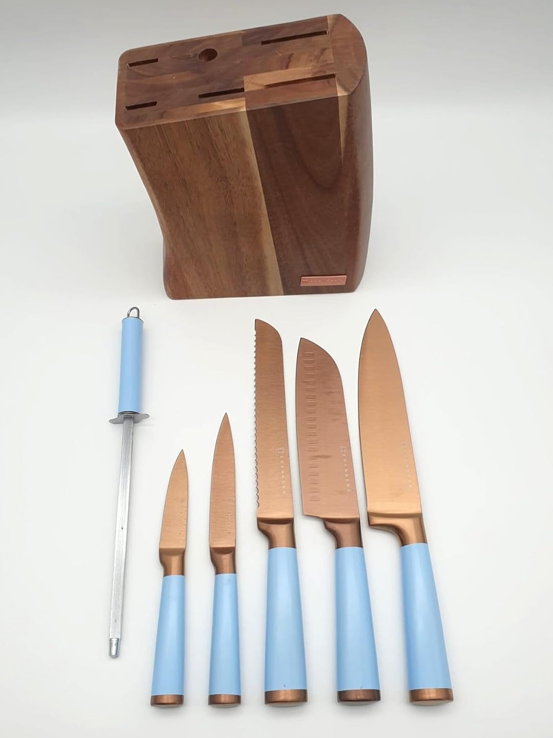 Küchenmesser Messerset mit Luxus- Holz Messerblock - 7-tlg EB 11029 Edenberg (Blau), Blau