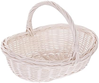 Einkaufskorb Weide Geflochtener Korb mit Henkel Aufbewahrungskorb Leicht Picknickkorb Geschenkkorb L