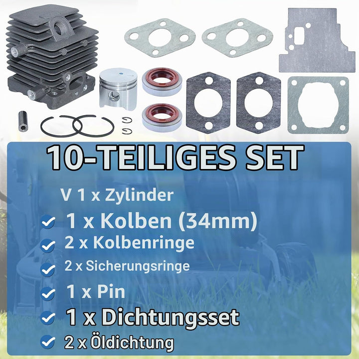 AUMEL 34mm Zylinderkolbenbolzen Dichtungssatz Passend für Stihl FS75 FS80 FS85 FC75 FC85 FH75 FR85 H