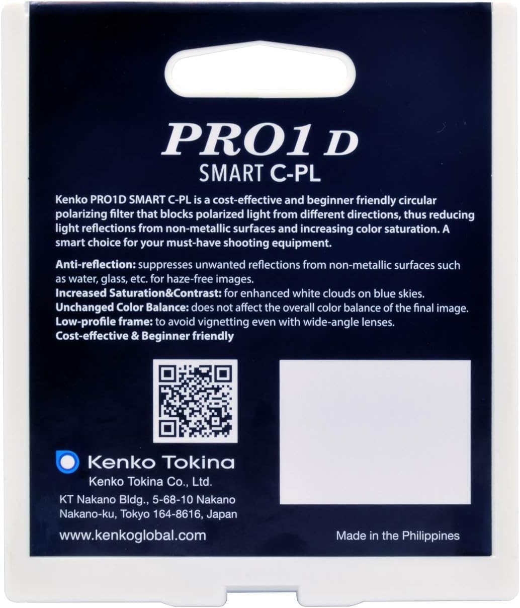 Kenko Polfilter PRO1D SMART C-PL 72mm, Farbkontrasteinstellung, Kontrolle der Wasser- und Glasreflex