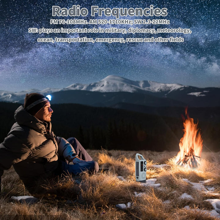 Solar Kurbel Notfall Radio, AM FM Kurbelradio Dynamo Notfallradio mit 2000 mAh Powerbank SOS Alarm L