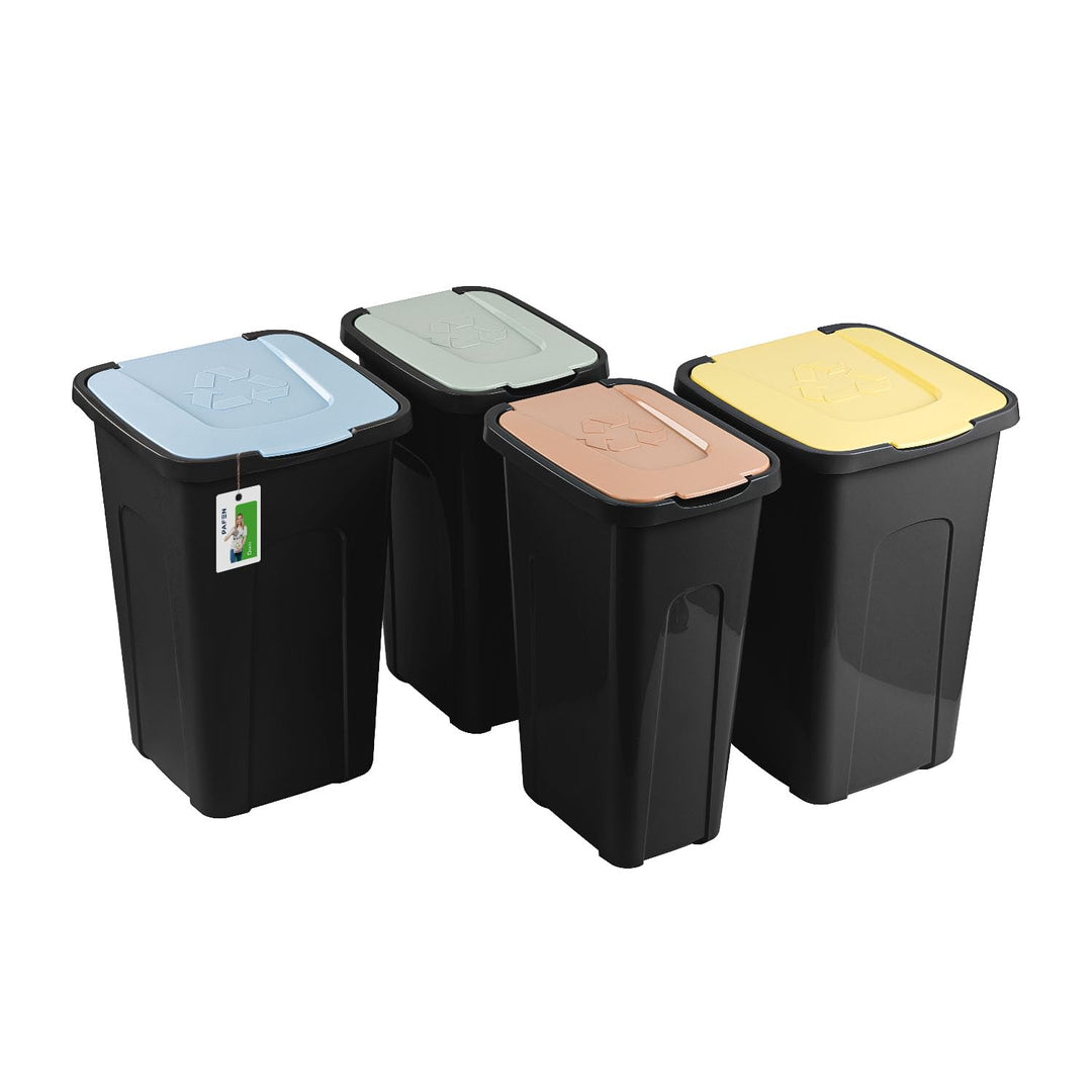 PAFEN Grosser Mülleimer SET für Recycling - 4er Abfallbehälter Hohe Recyclingbehälter - 2x 30l und 2