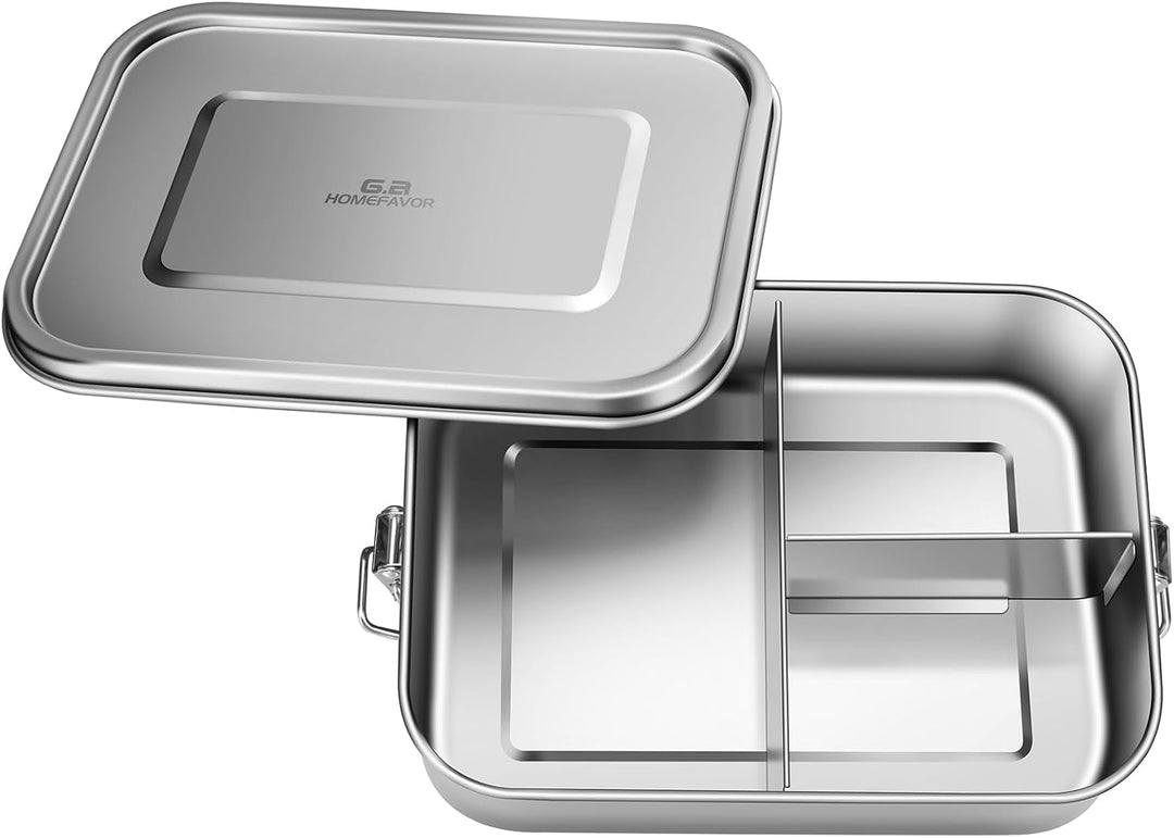 G.a HOMEFAVOR Edelstahl Brotdose Metall Lunchbox mit 3 Fächern 1200ml Auslaufsichere Bento Box Snack