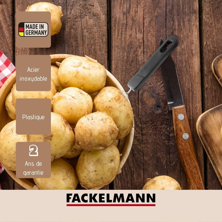 Fackelmann 9932450 Kartoffelstampfer, Hebelpresse, Kartoffelgabel, Kartoffelspiess, Edelstahl, Kunst
