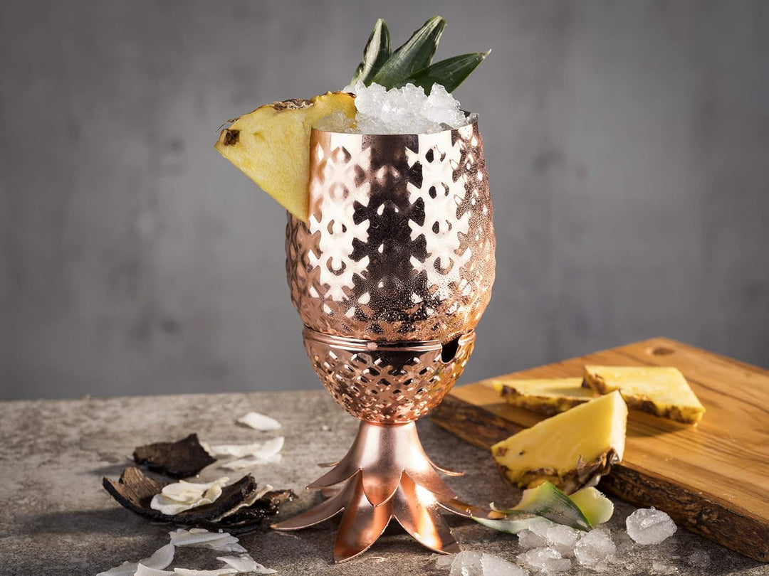 Buddy´s Bar - 1 Ananas Cocktail Becher, 450 ml, Pineapple Mug, hochwertiger Edelstahl-Becher, lebens
