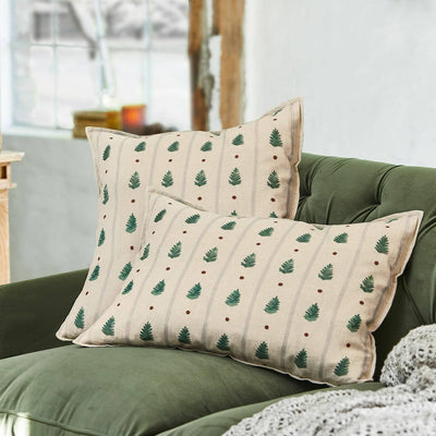 Loberon® Kissenhülle 2er Set Emily, Tannenbaum Print, vers. Grössen, weihnachtliche Textilien, Weihn