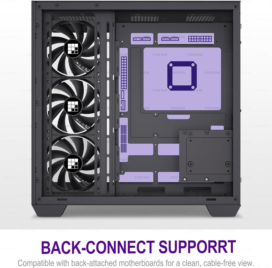 FOIFKIN M9 PC Gehäuse - Walnuss-Frontblende,Vorinstallierte 7 ohne RGB-Lüfter, ATX Mid-Tower Gaming