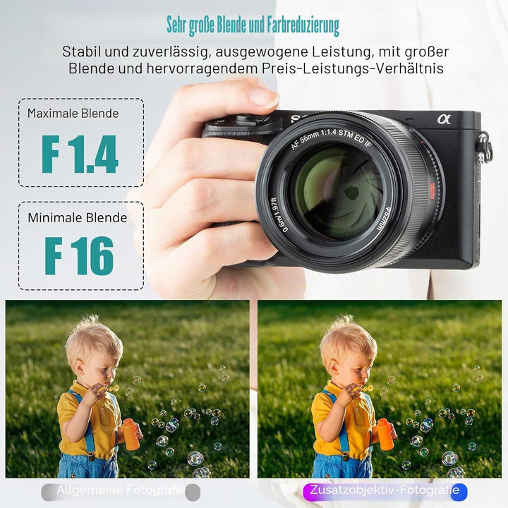 VILTROX 56mm F1.4 E Autofokus APS-C Augenfokus unterstützen Porträt Prime Objektiv für Sony E-Mount