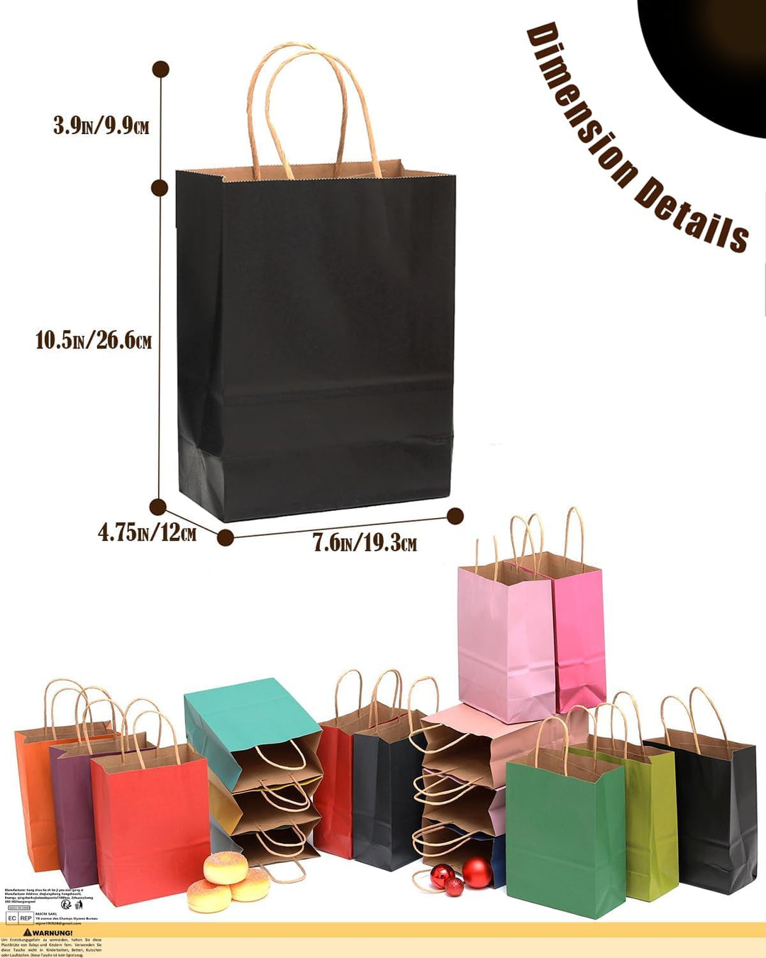 Gcardist 100 Stück Mittlere-Geschenktüten aus Papier mit Henkeln–10.6"×8.3"×4.3" Party-Tüten aus Kra