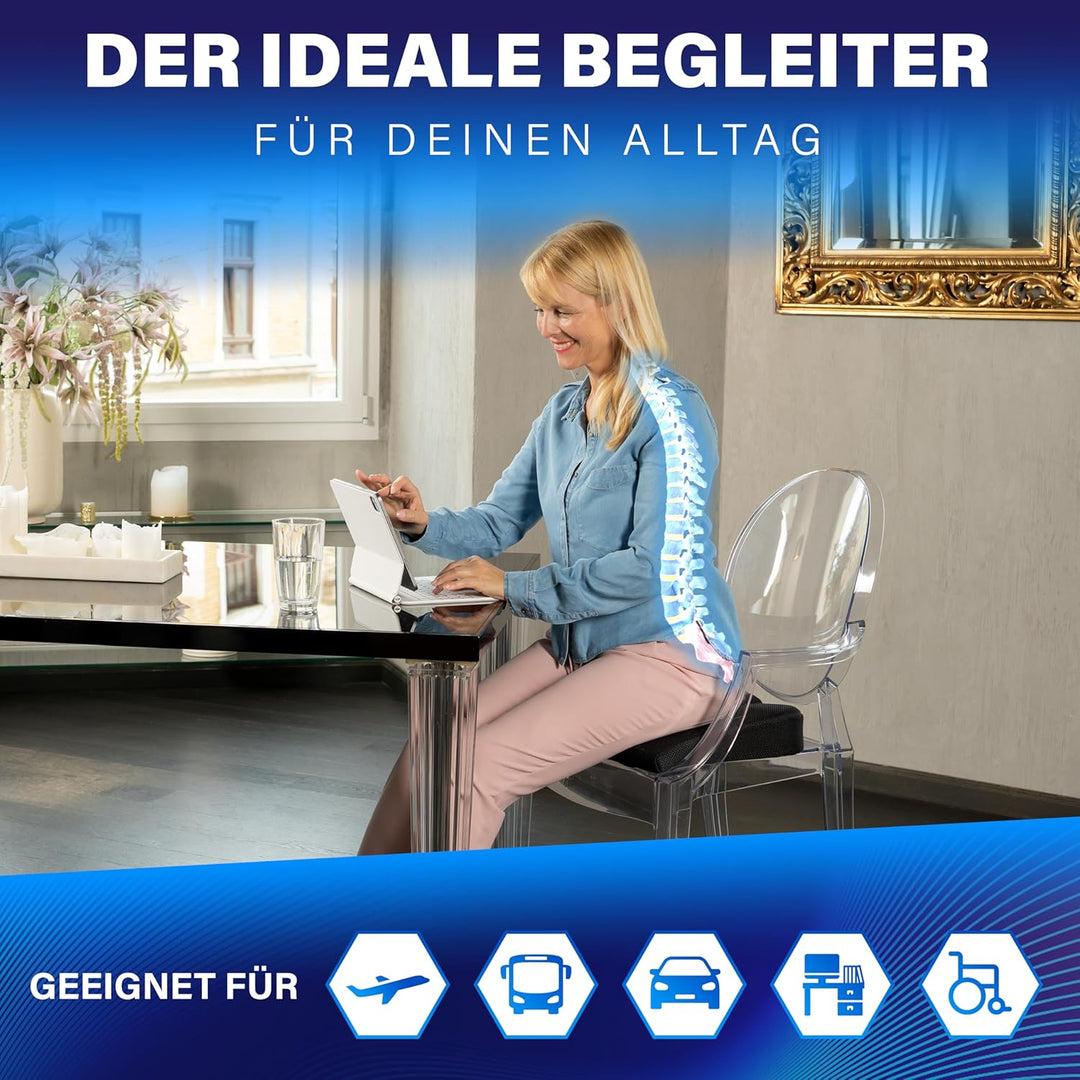 Healthfix® Ergonomisches Keilkissen &amp; Lendenkissen – Ideal für Büro &amp; Home Office, Verbessert Sitzha