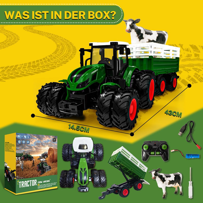 Ferngesteuerter Traktor Ferngesteuert, Ferngesteuertes Auto ab 3 4 5 Jahre, Traktor Spielzeug ab 3 J