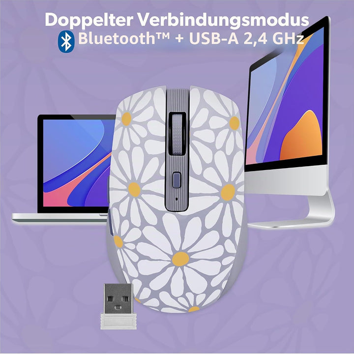 T'nB - Kabellose Maus, Dual Mode Bluetooth und USB-A, Wiederaufladbar, Lange Akkulaufzeit, Leise, 16