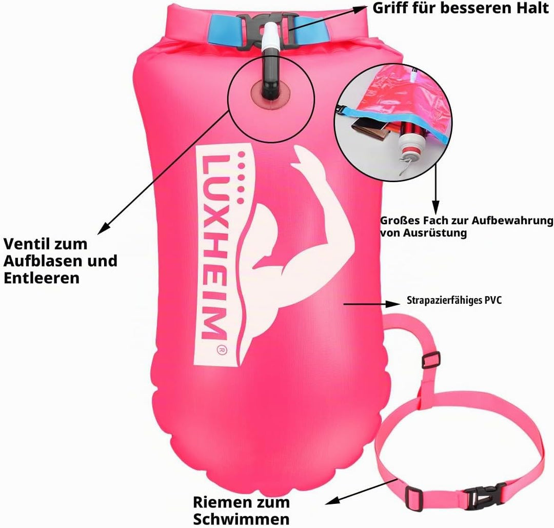 2 Pack Schwimmen Boje Schleppschwimmer für Open Water Schwimmen gut sichtbar Schwimmer Dry Bag wasse